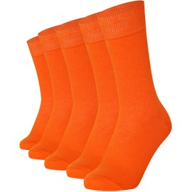 Mysocks Unisex 5 Pairs Socks Seamless Toe Extra Fine Combed Cotton Plain Orange 7-11