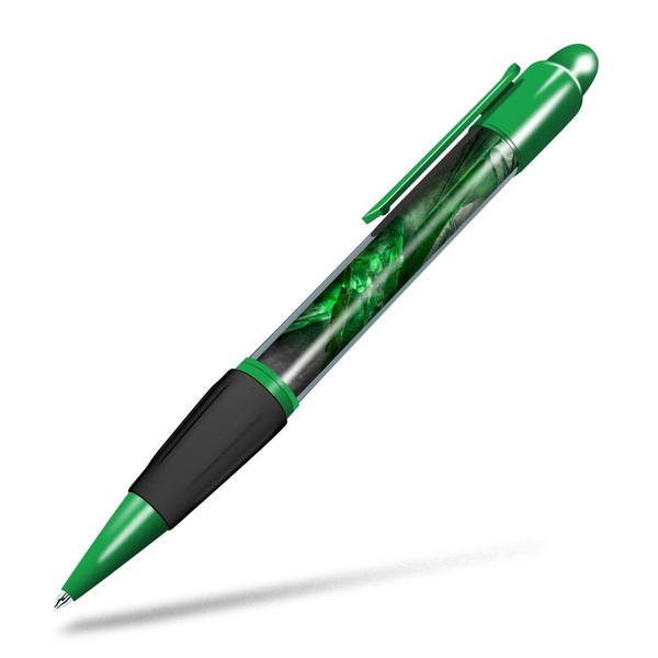 1x Green Ballpoint Pen (Photo Insert) - Green Emerald Stone