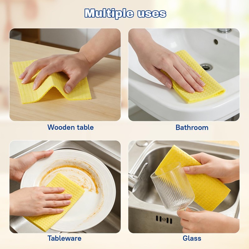 10 PK Swedish Dishcloths for Kitchen, Absorbent Dish Cloths, 7x8in