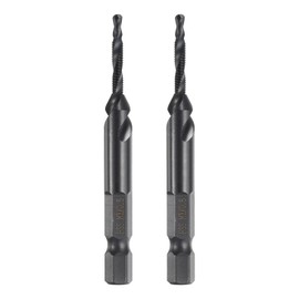 sourcing map 2pcs Combination Drill and Tap Bits Metric M3 x 0.5 Thread 1/4" Hex Shank Nitride Coated Threading Screw Taps 4341 High Speed Steel Machine Drilling Tapping Tool Kit