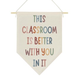 Wzotiy Boho Classroom Decorations Back To School Welcome Classroom Decor This Classroom Is Better With You In It Canvas Hanging Banner Wall Sign for Nursery Kids Room 16x14Inch Poster2203