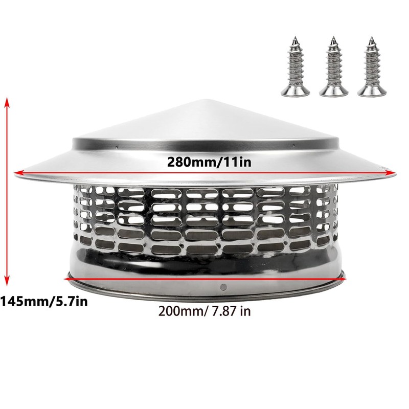 Ankuce Cone Top Chimney Cap 8 Inch, RoundChimney Cover Cap