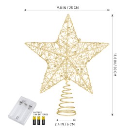 STOBOK Christmas Tree Star: 1pc 9.8x11.8 inches Christmas Tree Topper Lighted Star Sparkling Star Christmas Tree Topper for Indoor Outdoor Xmas New Year Holiday Tree Decorations, Golden