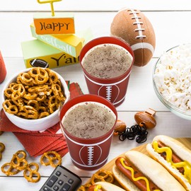 Yaomiao 100 Packs Football Cups 16 oz Reusable Plastic Football Cup Sport Theme Party Supplies Centerpieces Table Cups for Sport Party Decorations, Ideal for Sports Events, Games