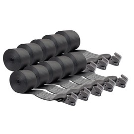 Mytee Products Winch Straps 4" x 30' Black Heavy Duty Tie Down w/Flat Hook WLL# 5400 lbs | 4 Inch Cargo Control for Flatbed Truck Utility Trailer (10 Pack)