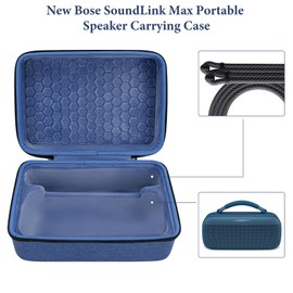 Geekria Shield Speaker Case Compatible with Bose Soundlink Max Case Cover, Replacement Hard Shell Portable Speaker Protective Carrying Bag with Cable Storage (Blue)