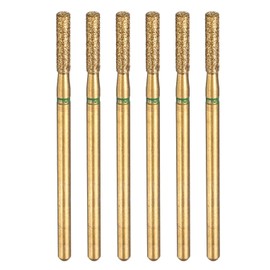 HARFINGTON 6pcs 100-120 Grits Diamond Grinding Bit 2.3mm Cylinder Head 2.35mm Shank 10mm Length Titanium Plated Stone Sanding Drill Bits Rotary Tool for Nails Grinding Polishing
