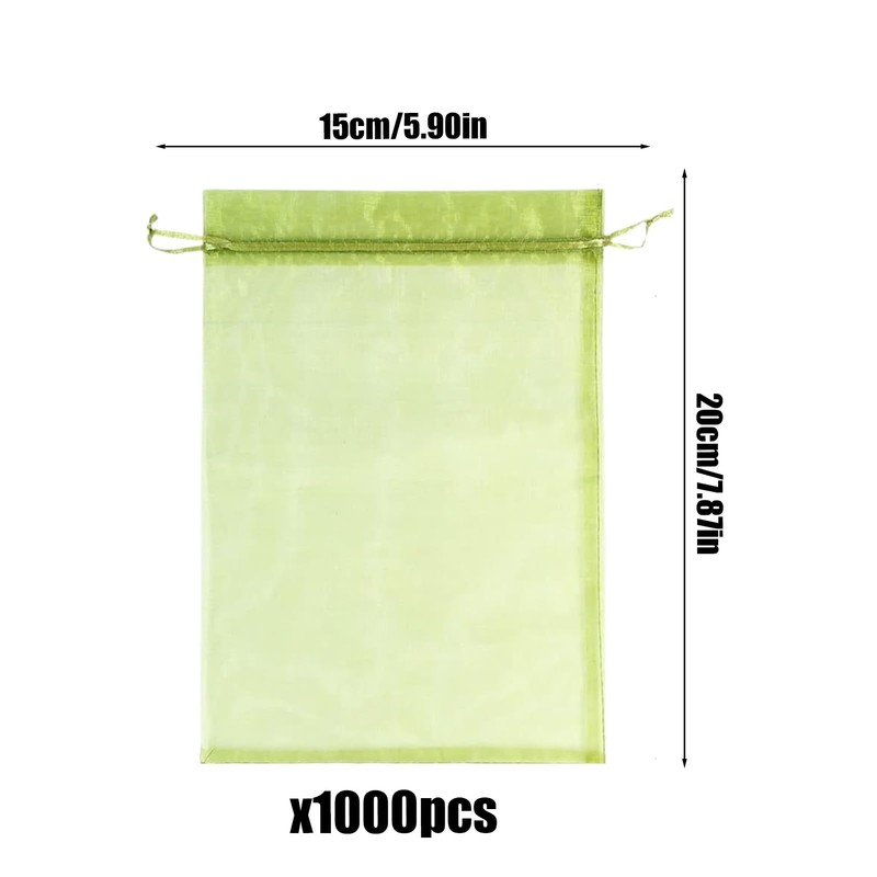 Fruit Protection Bags, Green Mesh Netting Bag, Drawstring Reusable 6X8Inch