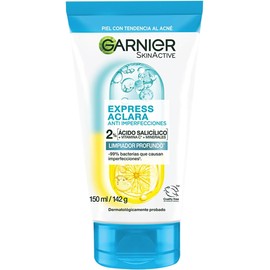 Garnier Express Aclara Limpiador profundo exfoliante Anti-imperfecciones con Ácido Salicílico y Vitamina C, 150ml. Ideal para piel con tendencia al acné y piel sensible