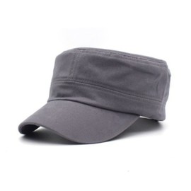 CHENGZI 2 PCS Military Hat Unisex Adjustable Fashionable Flat Top Twill Baseball Cap Cadet Cap, Head Circumference 56-60cm (Black+Gray)
