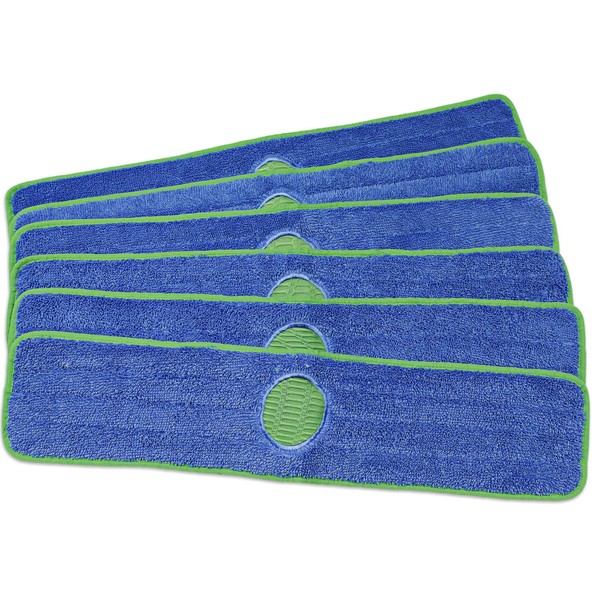 CleanAide Twist Yarn Microfiber Mop Pad with Spot Cleaning Scrubber, 24 Inches, 6 Pack
