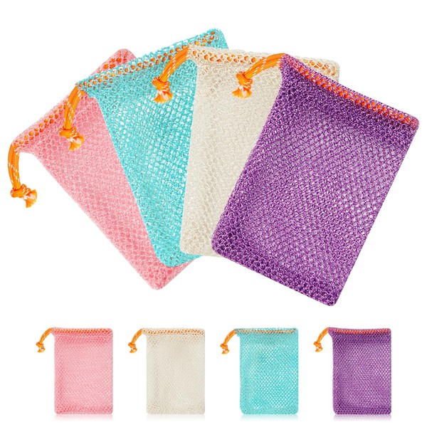 Nylon Soap Bag, Colourful Soap Bag with Drawstring, Pack of