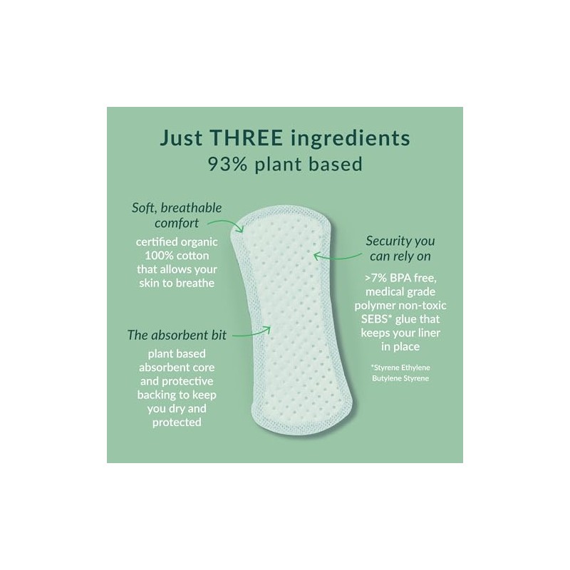 Natracare 3060 Natural Curved Panty Liners 30 Count (5 Pack)