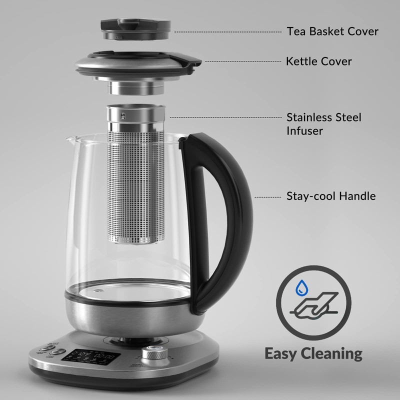 Mecity Electric Tea Kettle with Removable Infuser, 9 Preset Brewing
