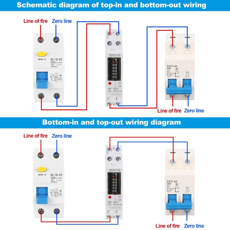 Jadeshay Electricity Meter, DIN Rail, AC Meter, 1 Phase KWh