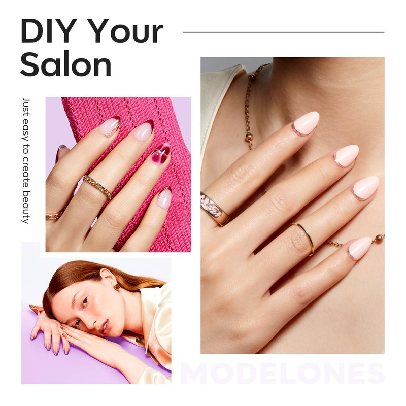 Modelones Nail Tips, Pre-shaped Full Cover Fake Nails Soft Gel
