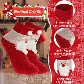 Andibro 2Pair Christmas Fuzzy Socks, Christmas Warm Soft Fluffy Socks Sleeping Christmas Plush Sock Coral Fleece Winter Warm Sock for Women