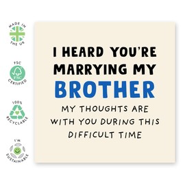 Funny Wedding Card – "Marrying My Brother" – Humorous Congratulations Card for Newlyweds, Couples, Sister In Law, Family, Her, Bride, Women - Comes with Fun Stickers
