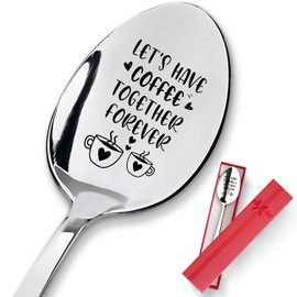 PZJIEAN Let's Have Coffee Together Forever Funny Engraved Stainless Steel Spoon, Best Coffee Spoon Gifts for Sister, Brother, Friends, Coffee Lovers, Birthday Christmas Graduation Gifts