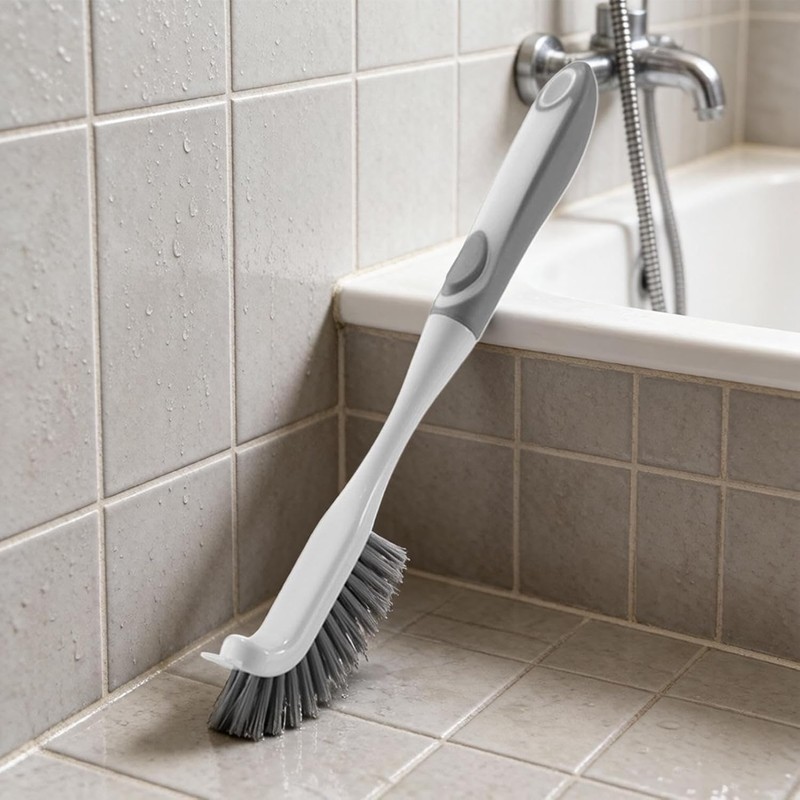 Bathroom Cleaning Brush -ABS 2x31cm, 150g Compact Drying Hook Design