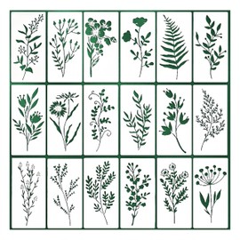 CZAKOMIX Pack of 18 Wild Grass Painting Stencils, Reusable Drawing Stencils for Wall Painting, Wall Painting Stencils, DIY Craft Projects, Textile Design, Scrapbooking, Wood Decoration