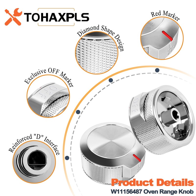 W11156487 W10823529 Oven Range Knob Replacement, Compatible with Whirlpool KitchenAid