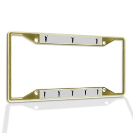 Fastasticdeals Metal Insert License Plate Frame Golfer Golf Player Weatherproof Car Accessories Gold 4 Holes Solid Insert