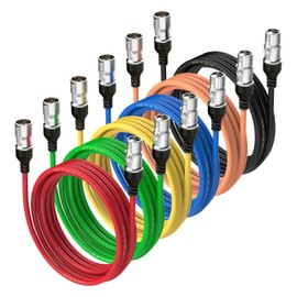 TEKERA XLR Cables 6-Pack – Colored XLR Male to Female Mic Cables, 3-Pin Balanced Microphone Audio Snake Cords for Studio, Mixer, Live Sound & Recording Equipment,2M