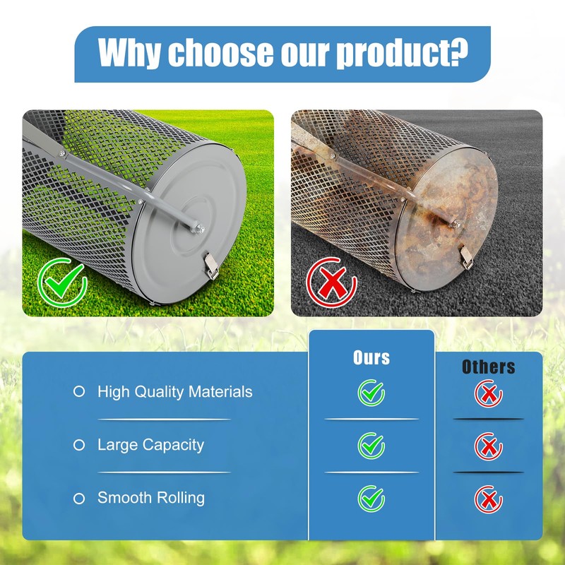 Dollate Large Compost Spreader for Lawn, 27" Spreader with Adjustble