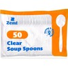 ZEML 50 Medium-Weight Disposable Plastic Soup Spoons - Clear