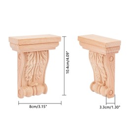 SUPERFINDINGS 2pcs/set 104x80x33mm Wooden Corbels Leaves Classic Corbels Carved Unlay Applique Craft Solid Wood Support Unpainted Hand Carved Scandinavian Wood Products Decoration Home Decor