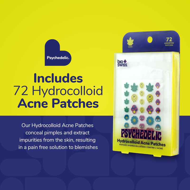 BioSwiss Psychedelic Pimple Patches, Hydrocolloid Acne Patch for Zits and