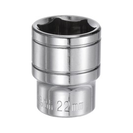 HARFINGTON 6-Point Socket 1/2" Drive 22mm Metric 1.5" Length 45# Steel Shallow Sockets Full Polishing Short Chrome Sockets for Car Repair Mechanical Maintenance Home Use