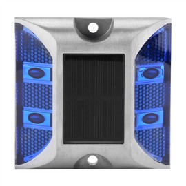 Aluminum Alloy Solar Power Waterproof 4 LED Lamp Outdoor Road Driveway Pathway Light Blue