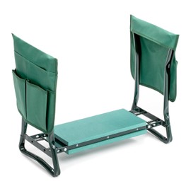 Healsmart Garden Kneeler and Seat, Foldable Kneeling Bench with Sturdy Soft EVA Foam Pad, for Camping, Gardening, Fishing, 2 Tool Pouches Included, Green