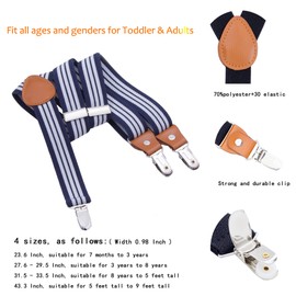 Children’s and Men’s Braces, Wide Elastic – Adjustable Length Y-Shape with Strong 3 Clips, Braces Belt for Women Baby. -