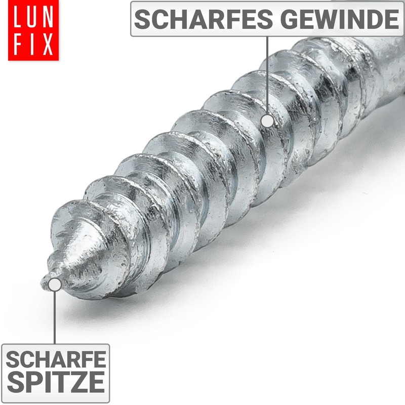 LUN FIX Hexagon Wood Screws 6 x 80 mm Pack