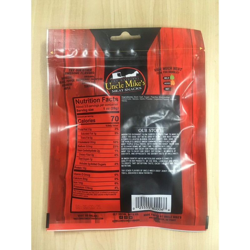 Uncle Mike's Beef Jerky Snacks - Gluten Free, 2 Bags,