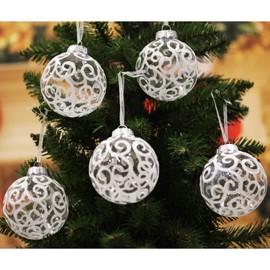 Sleetly White Christmas Ornaments Shatterproof Ball Tree Decorations, 3.15", 1 Set