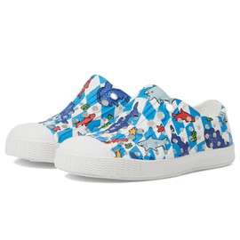 Native Shoes Kids Jefferson Print (Toddler) - Shoes for Kids - Flexible EVA Upper - Round Closed ToeShell White/Shell White/Shark Grid 9 Toddler M