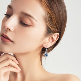 Celtic Knot Earrings 925 Sterling Silver Irish Leverback Earrings with 8 x 6 mm Birthstone Valentine's Day Jewellery Gifts, Sterling Silver