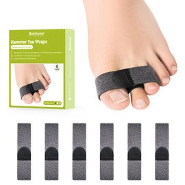 Bukihome Hammer Toe Straightener - Reusable Fabric Toe Wraps Protect and Straighten Hammertoes - Toe Corrector for Men and Women - Realign Bent, Curled, Crooked, Claw, Hammer Toes (Dark Gray, 6 Pack)