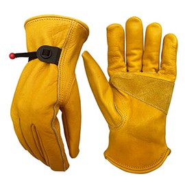 Nuo Wen (1 Pair) Leather Gardening Gloves for Men/Women | Thorn and Cut Proof Garden Work Gloves (Yellow, Extra Large)