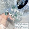 24 PCS Press on Nails Three-dimensional Flowers Fake Nails Rhinestone