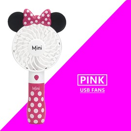 Kbinter Cute Personal Mini Fan, Handheld & Portable USB Rechargeable 1 Speed USB Fans with Colorful LED Light Adjustable, for Indoor Or Outdoor Activities, Cute Mouse