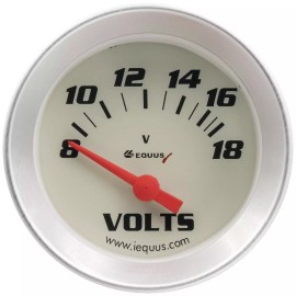 Equus Gauge 8000 Series Voltmeter 8-18 V 2 in. White Face Analog Electrical Each