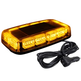 ASPL [Upgraded 5] 48LED Roof Top Strobe Lights, High Visibility Emergency Safety Warning LED Mini Strobe Light bar with Magnetic Base for 12-24V Snow Plow, Trucks, Construction Vehicles (Amber)