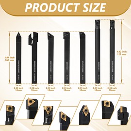 VerRich 28Pcs Kit Indexable Lathe Turning Tools,3/8"10mm Shank Boring Bar Metal Turning Tool Holder with 21pcs Carbide Inserts for Boring Cutting Grooving Turning Threading