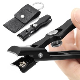 VOGARB Nail Clippers for Thick Nails Large Wide Jaw Opening Cutter with Safety Lock Heavy Duty for Toenail Fingernail No Splash Trimmer with Big Catcher for Men Women Adult Seniors (Black)