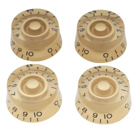 Musiclily Speed Knob Millimeter Standard for LP Less Pole Electric Guitar, Gold/Black Numbers (Pack of 4)